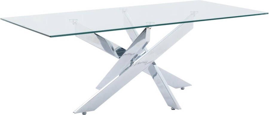 Vente-unique Salontafel van gehard glas en chroomkleurig metaal Transparant COSIMA L 120 cm x H 45 cm x D 60 cm - Foto 3