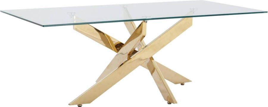 Salontafel van gehard glas en goudkleurig metaal Transparant COSIMA L 120 cm x H 60 cm x D 45 cm