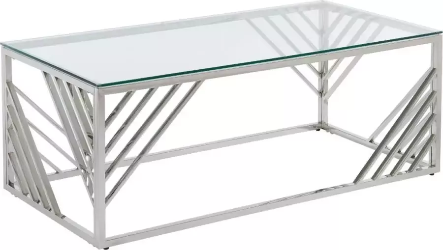 Pascal Morabito Salontafel van gehard glas en roestvrij staal Chroom SIMATO van L 120 cm x H 45 cm x D 60 cm