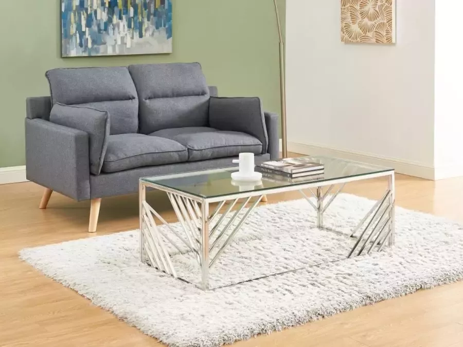 Pascal Morabito Salontafel van gehard glas en roestvrij staal Chroom SIMATO van L 120 cm x H 45 cm x D 60 cm - Foto 2