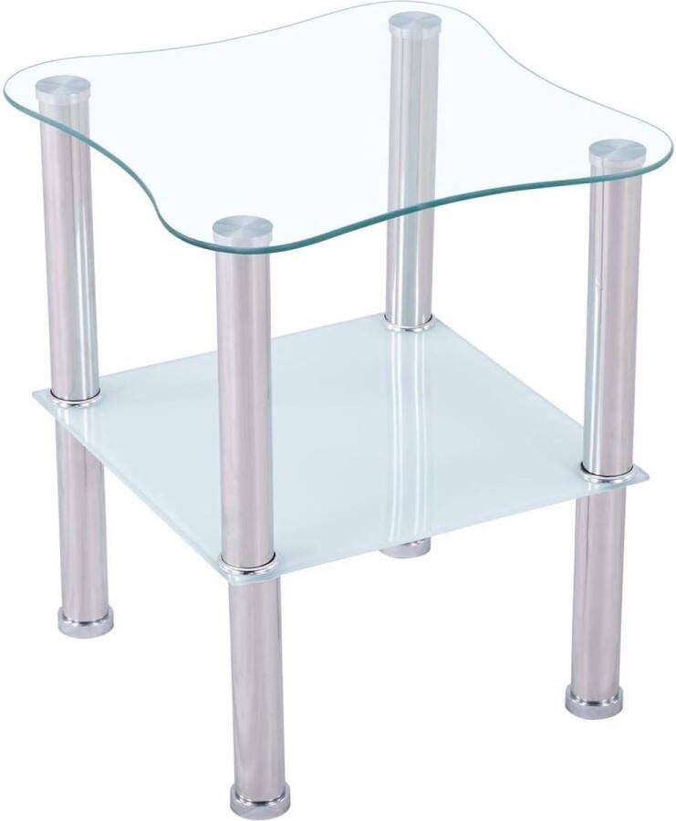 Salontafel van glas met veiligheidsglas en facetgeslepen glazen tafel perfect geschikt als bijzettafel woonkamertafel 40 x 40 x 47 cm (afgerond gesatineerd)