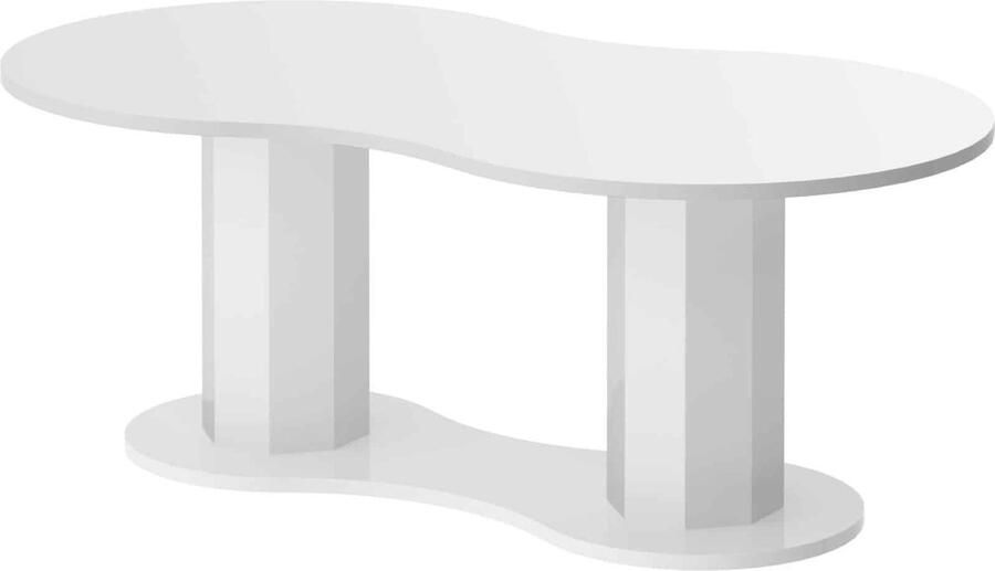 Salontafel – Wit Hoogglans – 128x70x50 cm – Hout met Fineer – Modern & Stijlvol – Stevig & Onderhoudsvriendelijk – Perfect voor Woonkamer