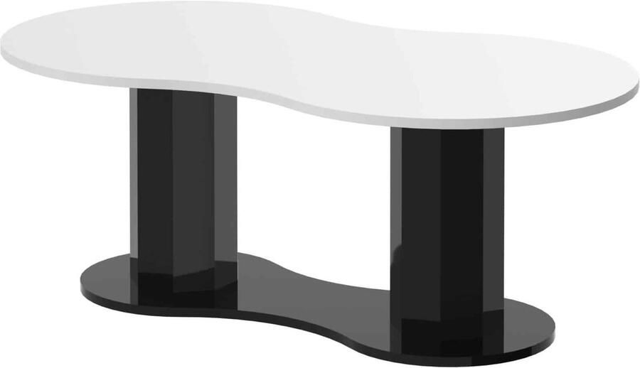 Salontafel – Wit Hoogglans – 128x70x50 cm – Hout met Fineer – Modern & Stijlvol – Stevig & Onderhoudsvriendelijk – Perfect voor Woonkamer