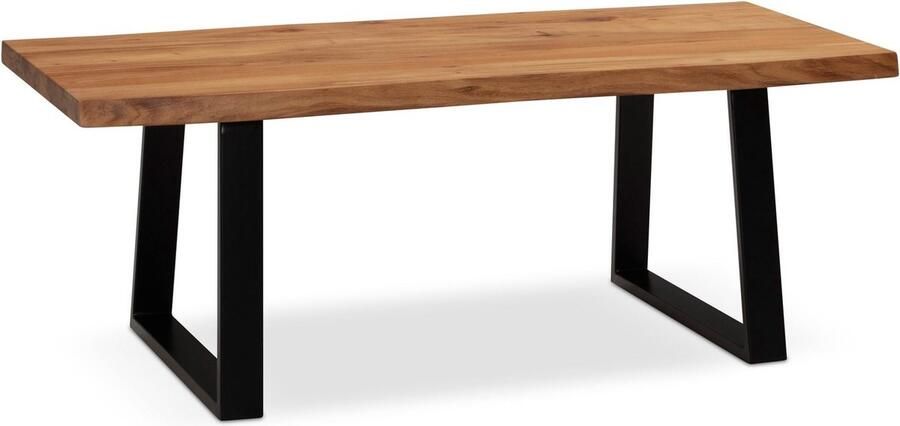 Rootz Living Rootz Salontafel Woonkamertafel Banktafel Massief Acaciahout Handgemaakt Uniek Boomrandontwerp Verstelbare hoogteknoppen 120 cm x 60 cm x 46 cm