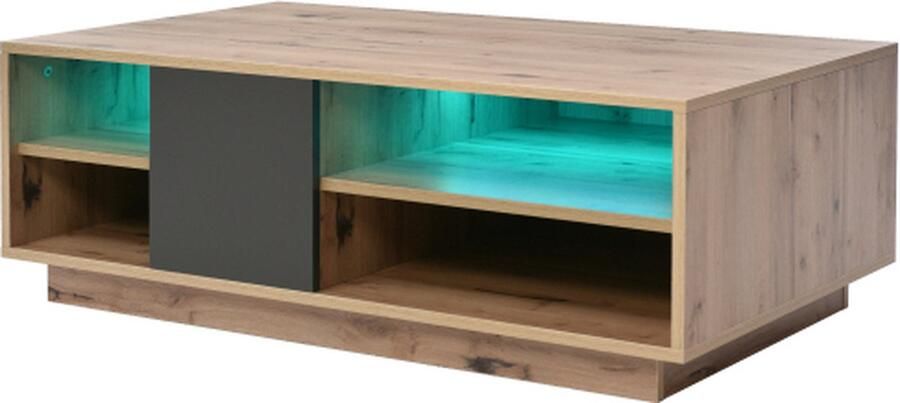 Zonder merk Gotagee Salontafel Woonkamertafel Bijzettafel Met LED-verlichting Bruin