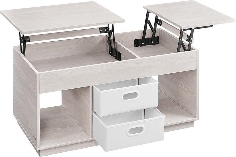 Rootz Living Rootz Salontafel met 2 Laden Middentafel Opbergvakken Havermoutbeige Staal en spaanplaat 50 cm x 100 cm x 48 cm 62 3 cm 27 5 kg