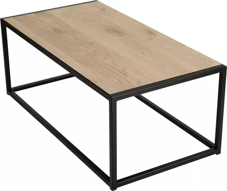 Salontafel Zwart Metaal Eik 96 x 50 x 37 MY Own Table 003B