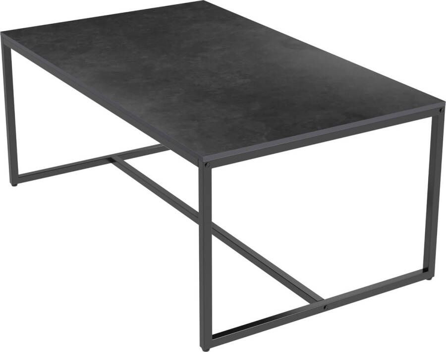 Salontafel Zwart Modern Marmer Woonkamertafel met metalen frame Scandinavisch Vierkant Bijzettafel Banktafel Huistafel 100 x 60 x 42 cm