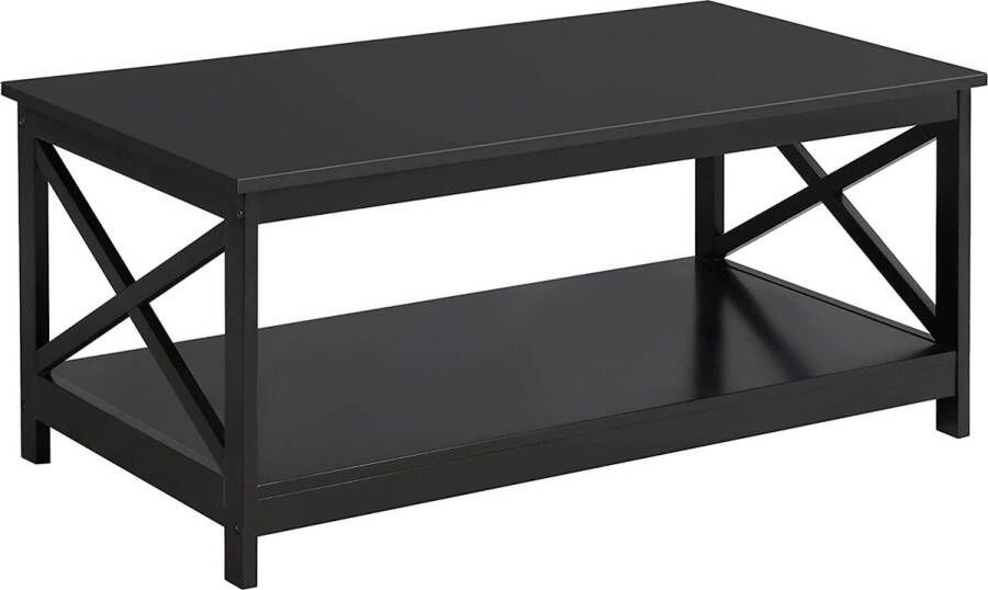 Furnibella a Salontafel zwart woonkamertafel sofafel bijzettafel met grote plank stabiel design eenvoudig te monteren 100 x 54 5 x 45 cm