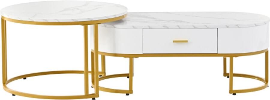 GOTAGEE Salontafels 2-delig tafelframe metaal goud elegante salontafels moderne bijzettafels