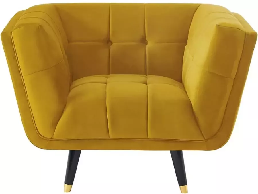 Vente-unique SAMANTHA II fluwelen fauteuil Oker L 110 cm x H 76 cm x D 91 cm - Foto 4