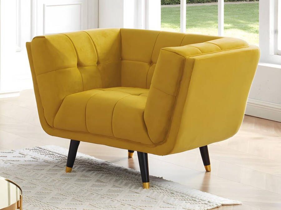 Vente-unique SAMANTHA II fluwelen fauteuil Oker L 110 cm x H 76 cm x D 91 cm
