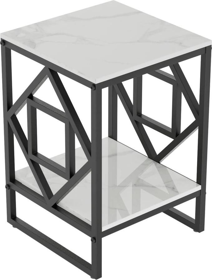 Samora Sidetable Bijzettafel vierkant Side table Sidetable wit Marmeren bijzettafel Sidetable zwart