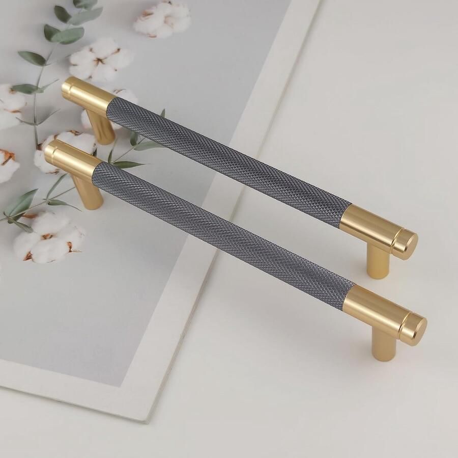 Sander Shop 2 Stuks Kastgrepen Goud Moderne Handgrepen 160mm Gatafstand Deurgrepen Keuken Ladegrepen Vintage Meubelgrepen Voor Keukenkasten Commode Garderobe(Gouden Grijs)