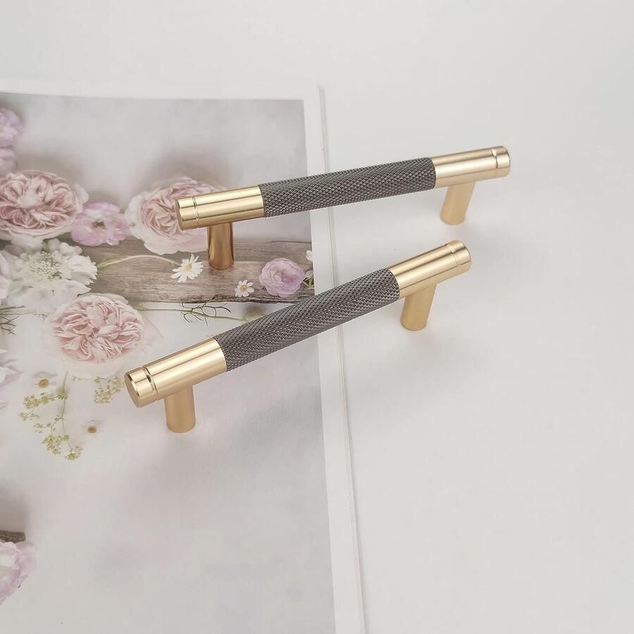 Sander Shop 2 Stuks Kastgrepen Goud Moderne Handgrepen 96mm Gatafstand Deurgrepen Keuken Ladegrepen Vintage Meubelgrepen Voor Keukenkasten Commode Garderobe(Gouden Grijs)