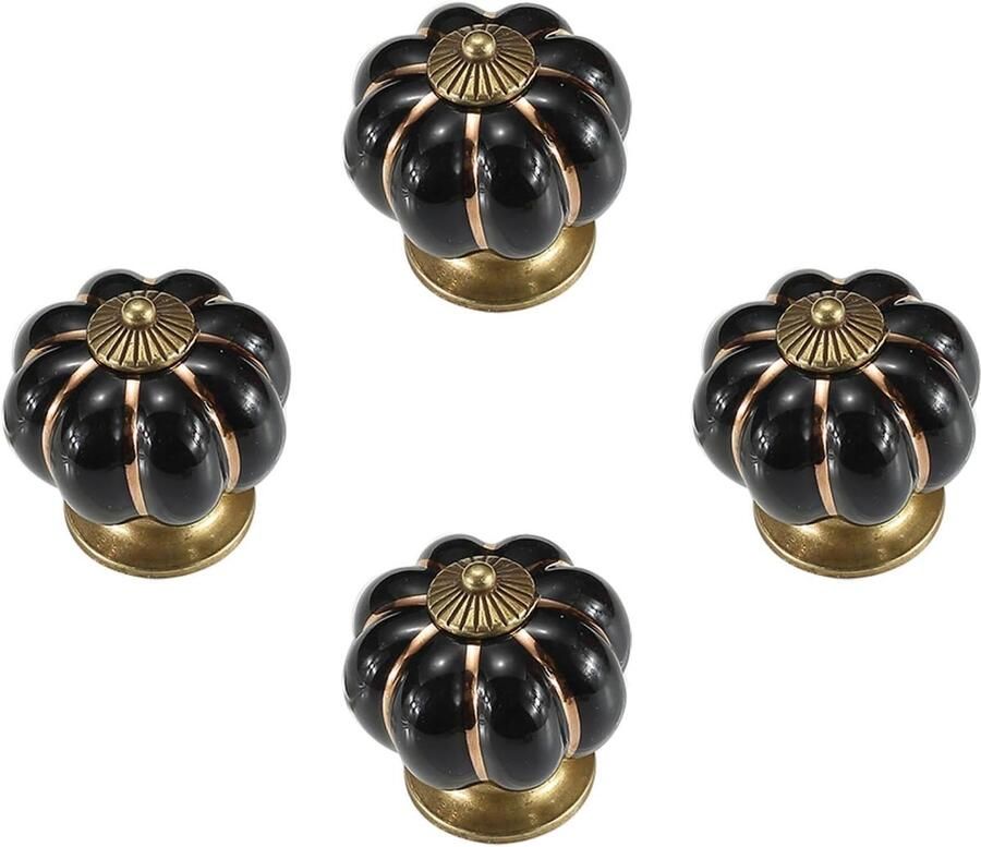 Sander Shop 4 Stks Zinklegering Kastdeurgrepen Kleurrijke Garderobe Handgrepen Cartoon Keramiek Knoppen Pompoenvormige Meubelgrepen 6 Kleuren voor Kinderkamers -zwart