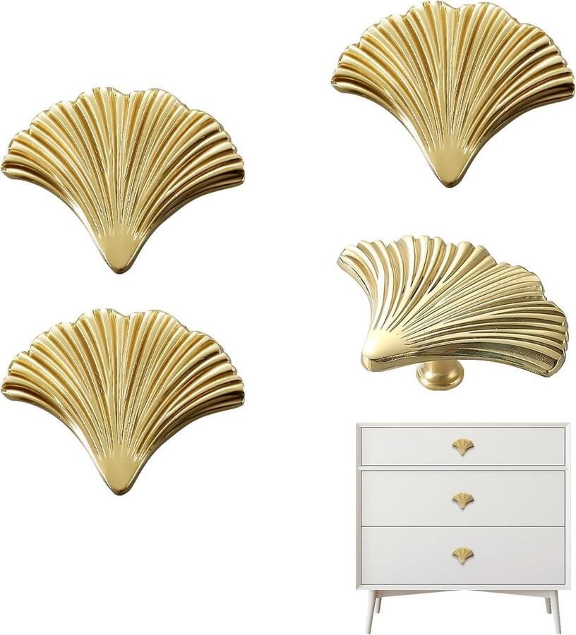Sander Shop 4 Stuks gouden kastknoppen messing deurknoppen kastknoppen goud kastdeurgrepen met één gat vintage meubelknoppen gouden keukengrepen (Goud)