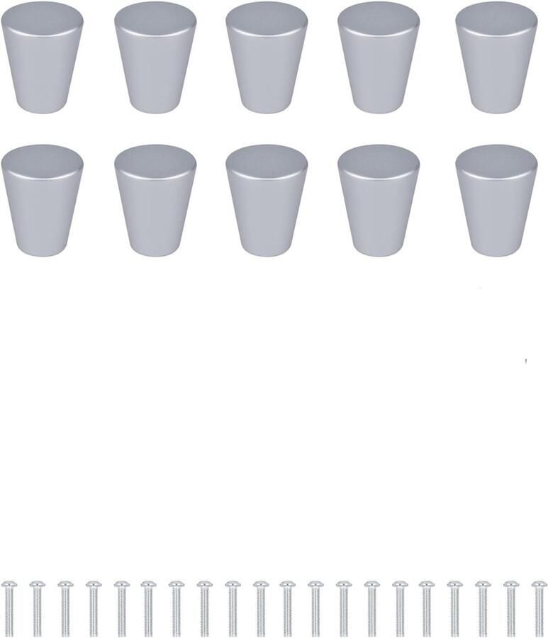 Sander Shop Set van 10 Kastdeurknoppen met Schroeven Meubelgrepen Handgreep van Aluminiumlegering voor Kast Lade Kleerkast Dressoir Deurhendels Handle Hardware Accessoires Zilver