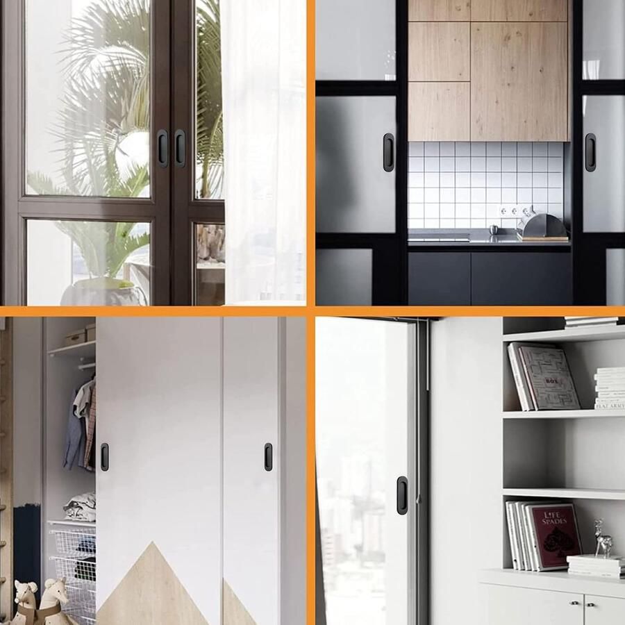 Sander Shop Zelfklevende ovale trek-handgrepen voor schuifdeuren 4 stuks aluminiumlegering trek-handgrepen voor schuifbare schuurdeuren ramen kasten en kastladen (matzwart 100 mm)