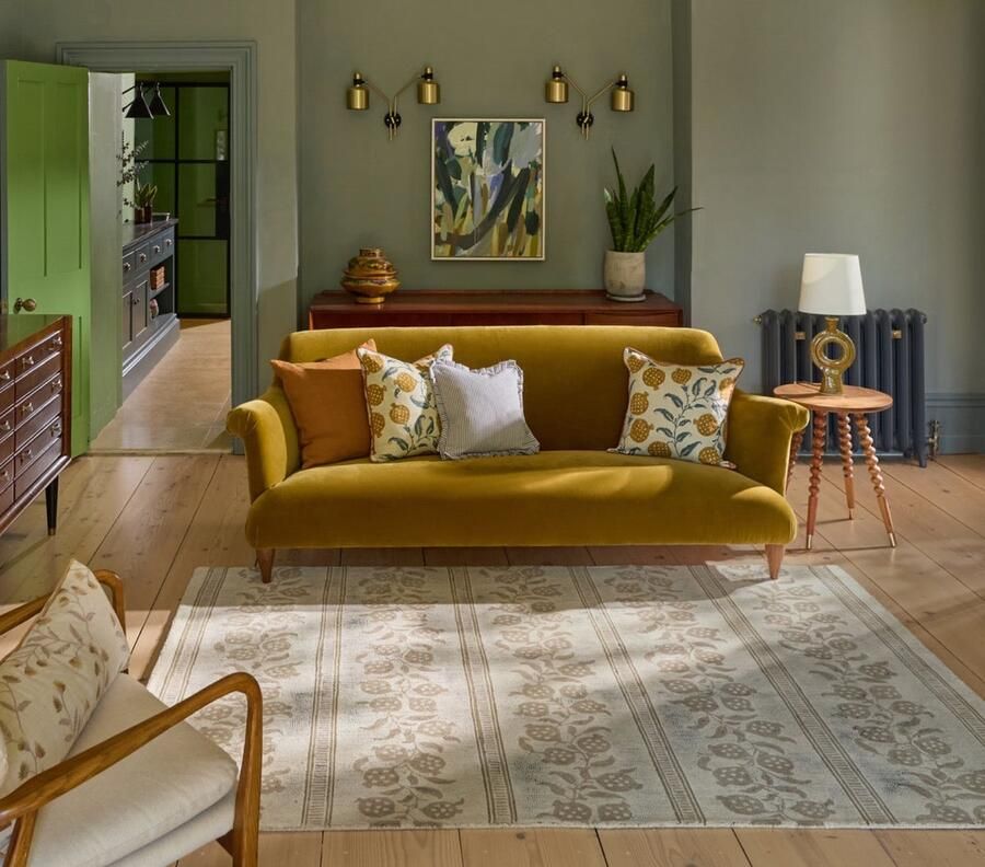 Sanderson Vloerkleed 170 x 240 cm Beige Rectangular Wool Living room Dining room Bedroom Floral Modern Country