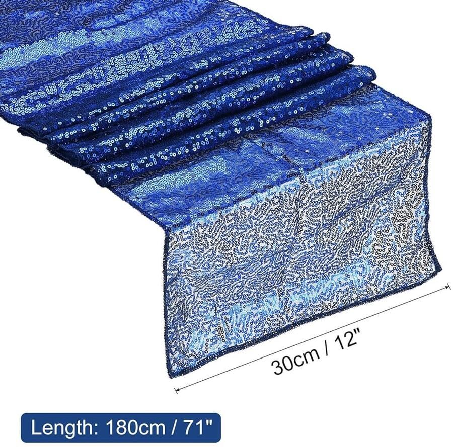 Sapphire Tafelloper Blauw 180 x 30 cm Glanzende Pailletten