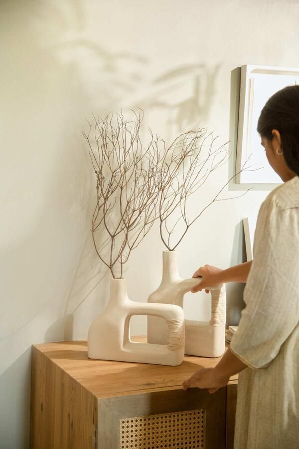 Sarafay Klein Handgemaakt Ecomix & Riet Vaas Duurzame Decoratieve Milieuvriendelijke Tafel Bureau Accent