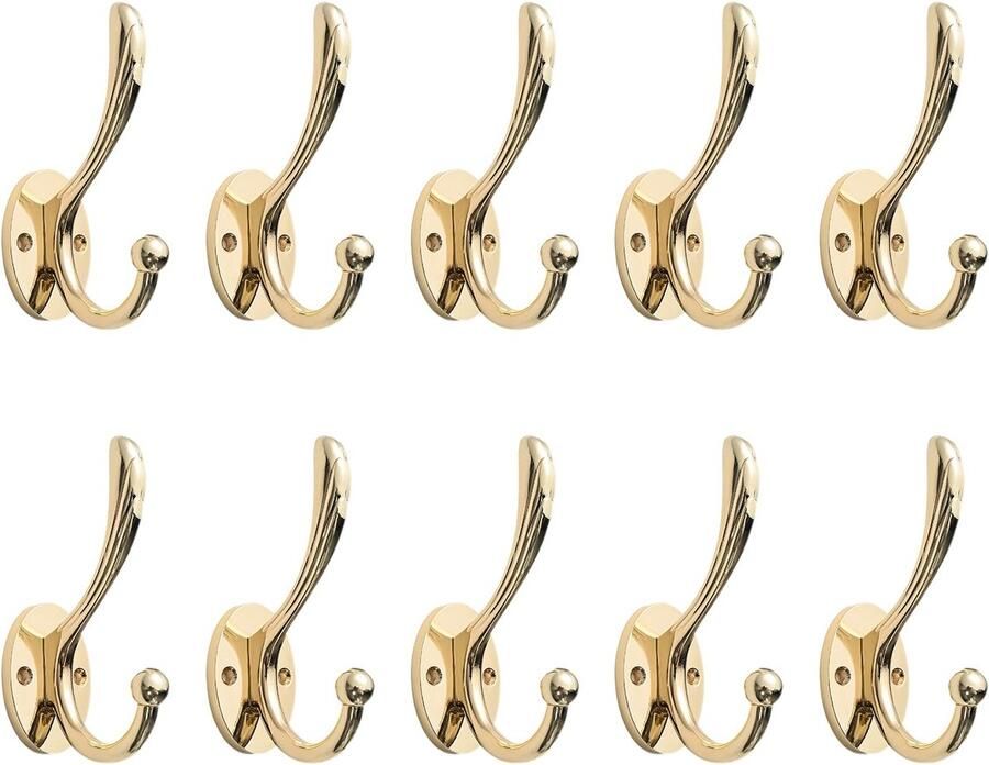 SARIHOSY 10 stuks kerstdecoratiehaken gouden kapstokhaken wandgemonteerde kledinghaken antieke messing garderobe gouden stok op badkamer gouden haken voor aan de muur