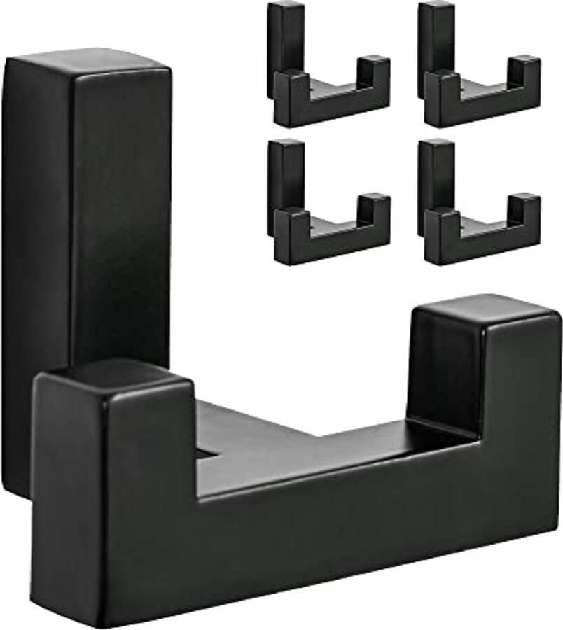SARIHOSY vierkante kapstok wandkapstok keuken slaapkamer badkamer zwart 5 stuks handdoekopslag kapstok wandgemonteerde kledinghangers