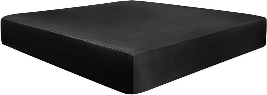 Satijnen Hoeslaken met Diepe Zak Zijdeachtig en Ademend Zwarte 140 x 200 cm Geschikt voor Matrassen tot 35 6 cm Diep