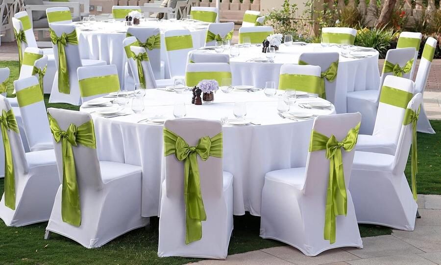 Satijnen stoelstrikken 50 stuks strik voor stoelhoezen stoeldecoratie bruiloft bruiloftsdecoratie stoelsjerp satijnen strik iris groen