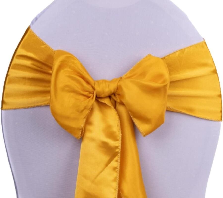 Satijnen stoelstrikken stoeldecoratie bruiloft goud 50 stuks