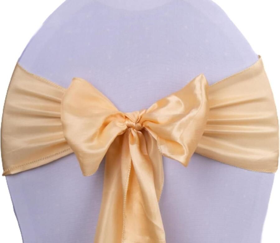 Satijnen stoelstrikken voor stoelhoezen Stoeldecoratie bruiloft Champagne Set van 50