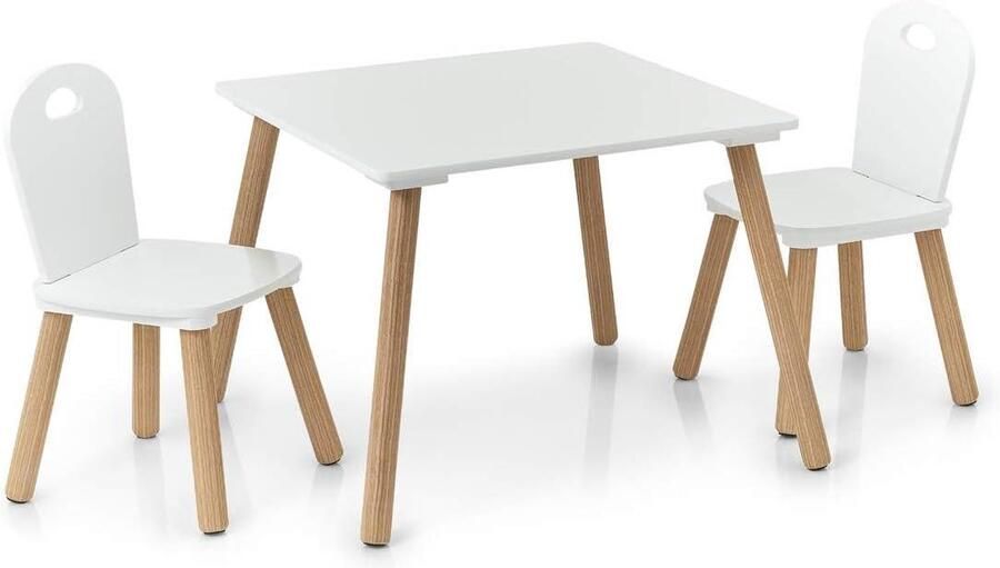 Scandi 3-delig houten kinderzitset 55 x 55 x 435 cm Stoel 28 x 28 x 50 cm