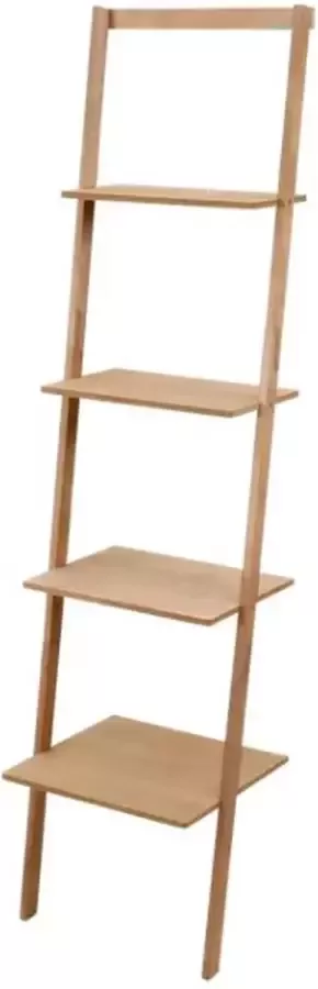 Scandinavisch Wandrek Beige 42 x 36.5 x 168 cm Decoratieve Leunende Kast Ladderrek Boekenkast Plantentrap Traprek
