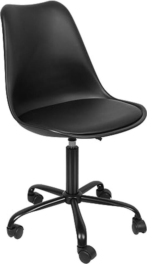 Scandinavische Bureaustoel met Gevoerde Zitting en Draaifunctie Verstelbare Zwarte Bureaustoel met 5 Wielen
