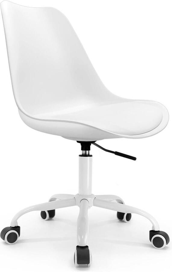 Scandinavische bureaustoel met wieltjes in hoogte verstelbaar wit
