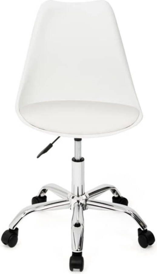 Scandinavische bureaustoel Sara wit met wielen