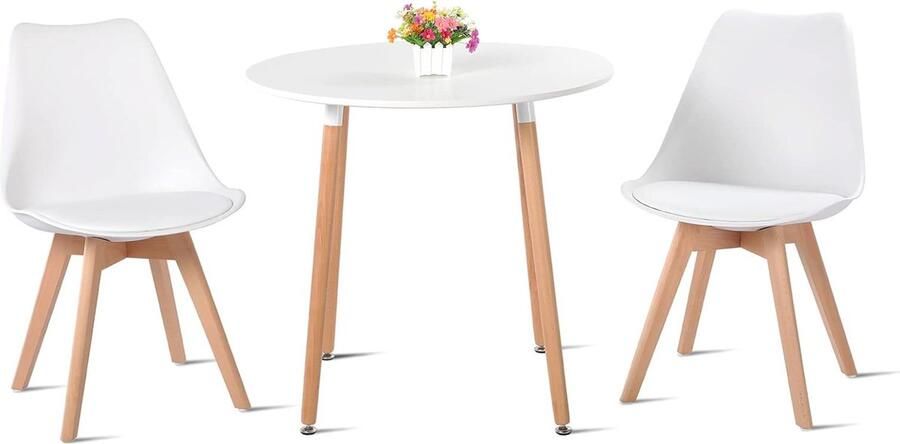Scandinavische Eettafel Set met 2 Stoelen Modern & Ruimtebesparend 80 cm