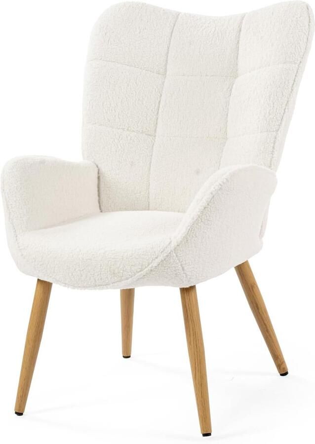 Scandinavische Fauteuil met Hoge Vleugelrug Luxe Lounge Stoel voor Woonkamer of Slaapkamer