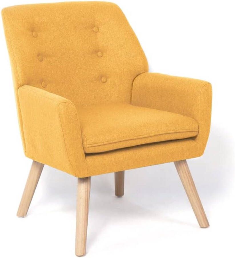 Scandinavische fauteuil NAT van stof mosterdgeel
