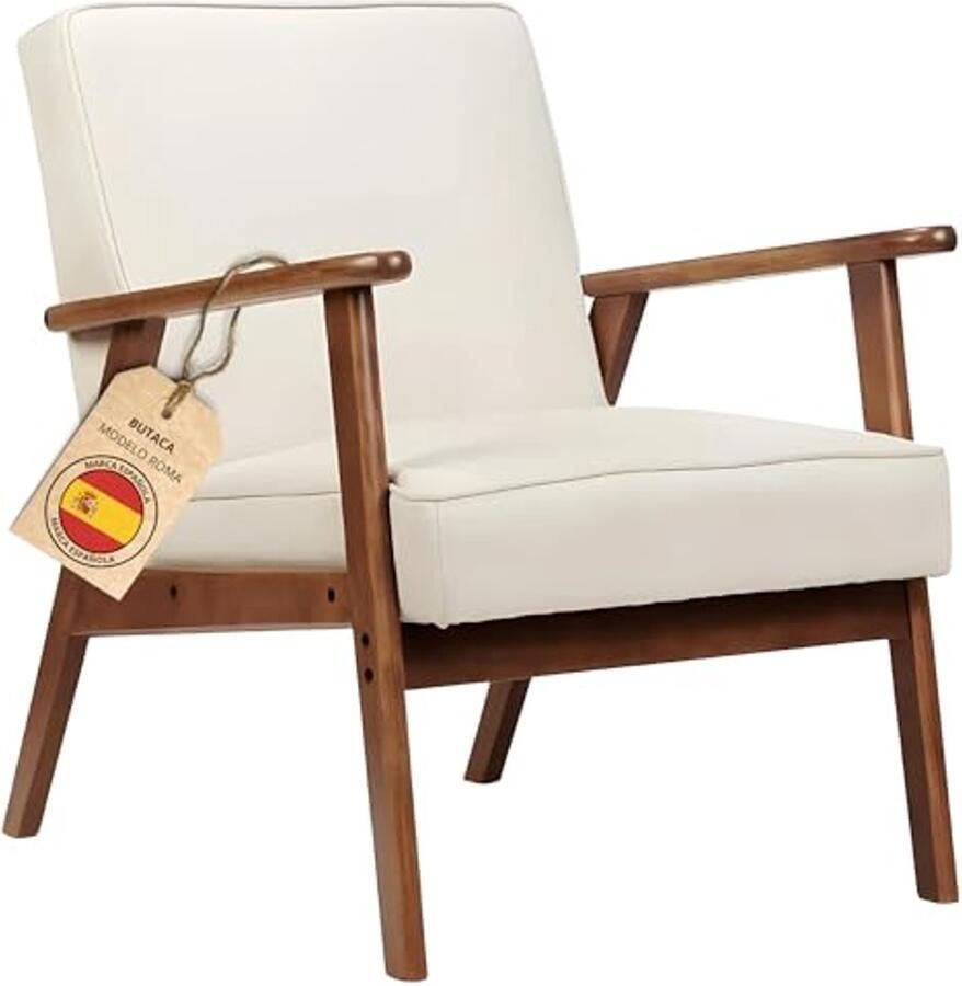 Scandinavische Fauteuil voor Woonkamer en Slaapkamer Vuilafstotend Massief Hout Ergonomisch Ontwerp