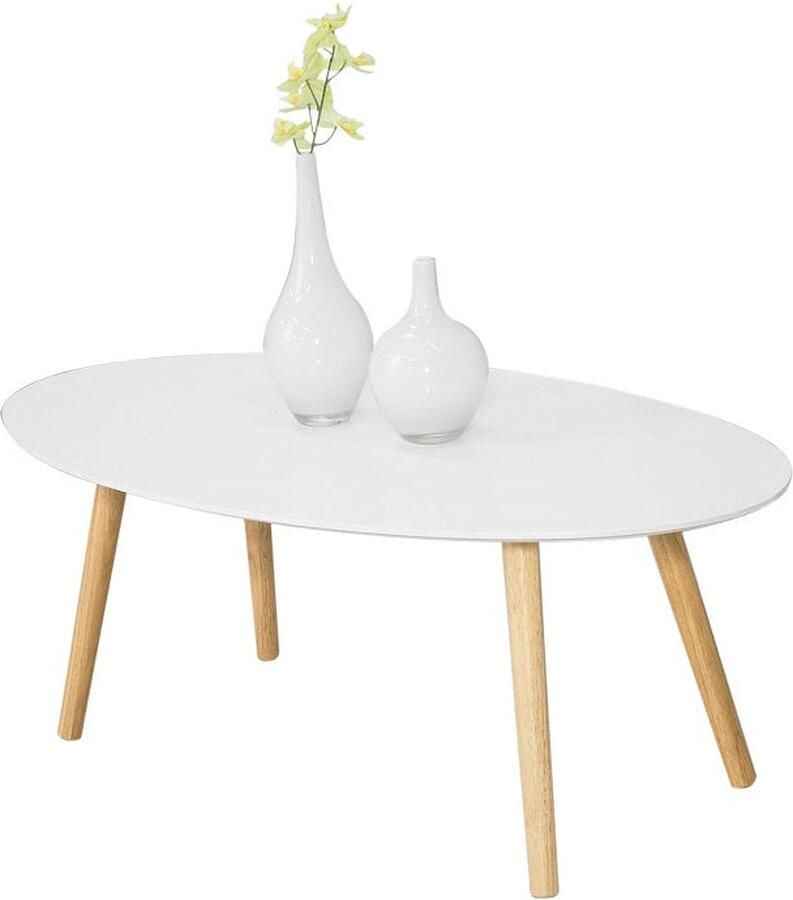 Rootz Living Rootz Scandinavische salontafel Retro bijzettafel elliptische woonkamertafel stijlvolle opbergoplossing 105x40x60cm