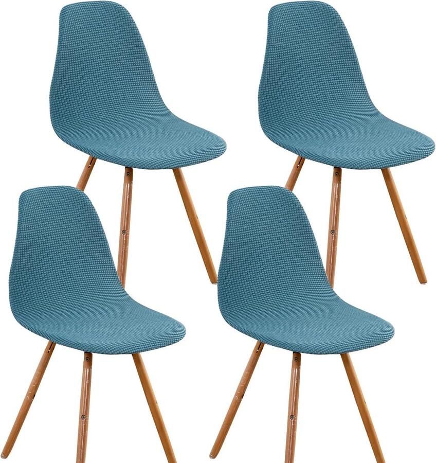Scandinavische stoelhoezen stretch 4 stuks hemelsblauw