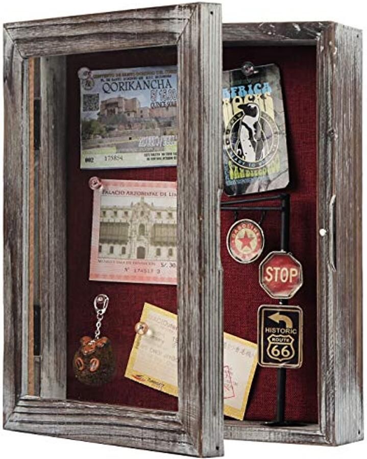 Schaduwdoos Vitrine 23 x 28 cm Rustiek Houten Geheugenbox voor Aandenken en Geschenken