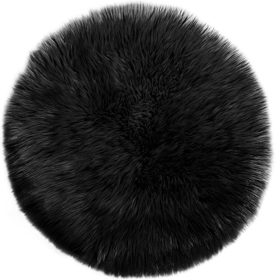Schapenvacht Tapijt Imitatiebont Rond 60 cm Zwart