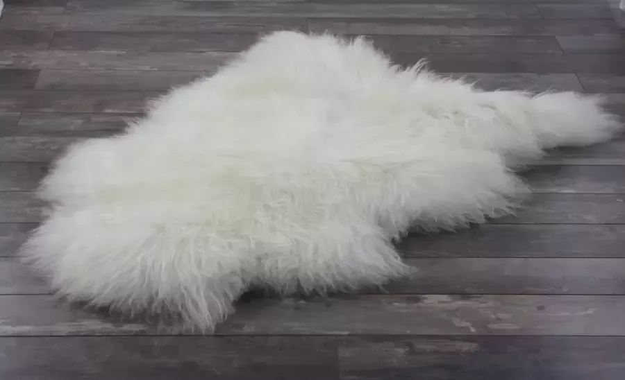 Schapenvachtje IJslandse Lamsvachtje Vloerkleed 100% ECHT Ivoor Wit 110 x 65 cm Lamsvacht Zeer Lang Haar