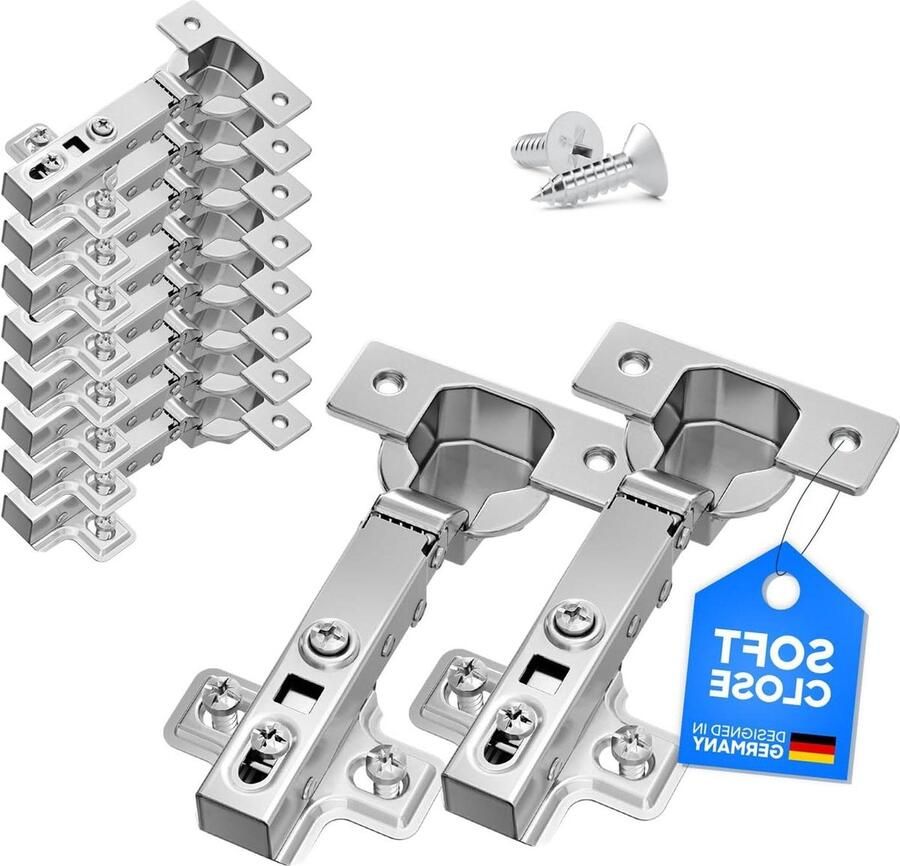 Scharnier softclose standaardformaat set van 2 deurscharnieren gasveer kastscharnier 105° openingshoek Potscharnier ø 35 mm (2 stuks hoekaanslag)