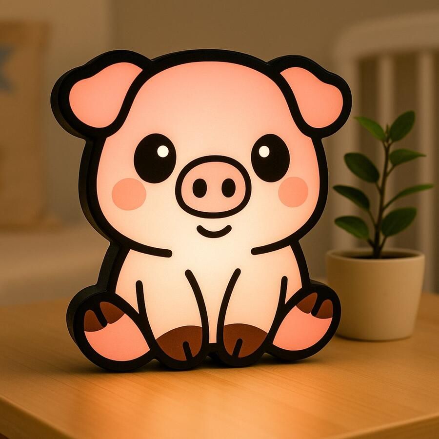 Schattig Biggetje Nachtlampje – Cartoon Varken Lightbox voor Kinderen – 3D LED USB Nachtlamp – Kindvriendelijk – Kinderkamer Decor Leeslampje Kinderen Cadeau Jongen Meisje of Baby Muur Decoratie Kunst Kinderkamer Babykamer Origineel 1