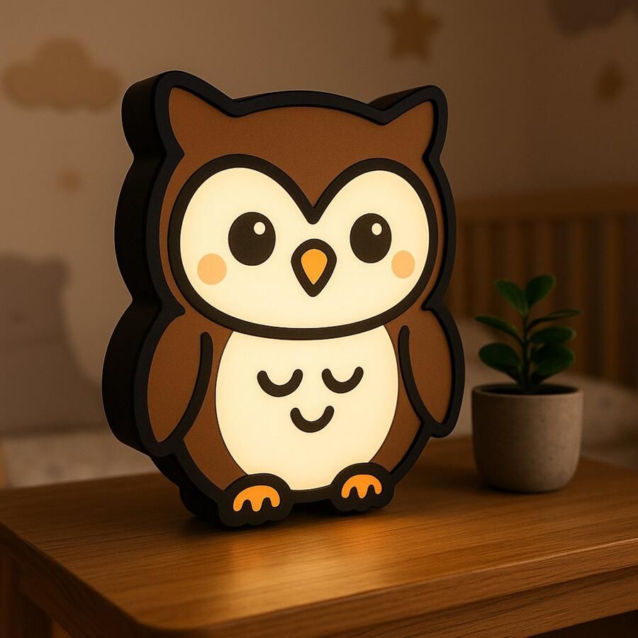 Schattig Uil Nachtlampje – Cartoon 3D Lightbox Dierenlamp met USB – Origineel Cadeau voor Babykamer Peuter of Kind – Sfeerlamp Kinderkamer Decor Leeslampje Kinderen Cadeau Jongen Meisje of Baby Muur Decoratie Kunst Kinderkamer Babykamer