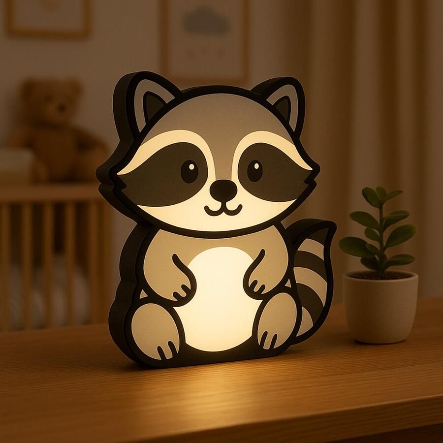 Schattig Wasbeer Nachtlampje – Cartoon Dieren Lightbox met USB – Origineel Cadeau voor Kinderen & Babykamer Leeslampje Kinderen Cadeau Jongen Meisje of Baby Muur Decoratie Kunst Kinderkamer Babykamer Origineel Kraamcadeau of Geboorte